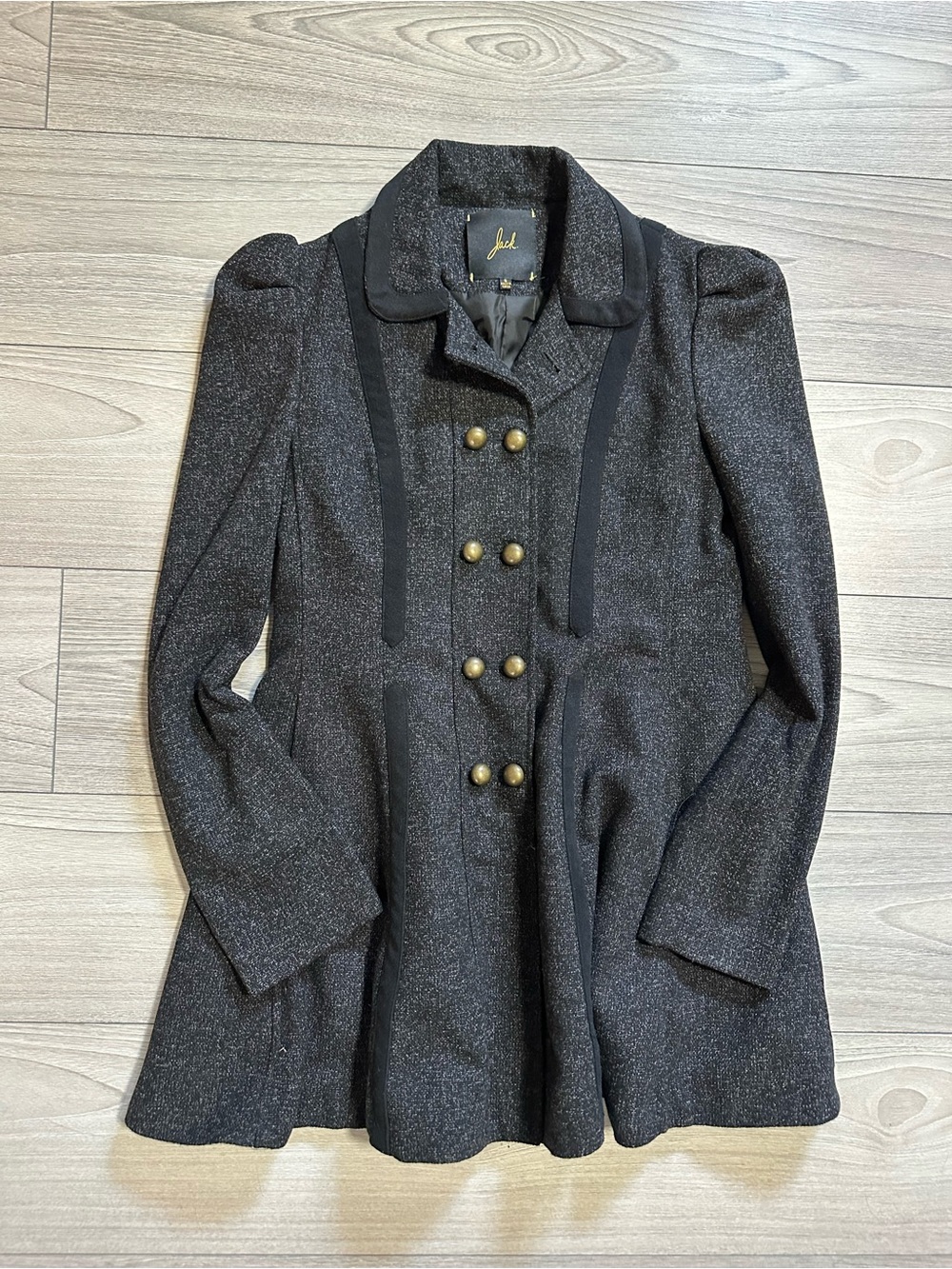 Jack by BB Dakota Dark Charcoal Military Coat Pea Coat Academia Size Small - Picture 10 of 13
